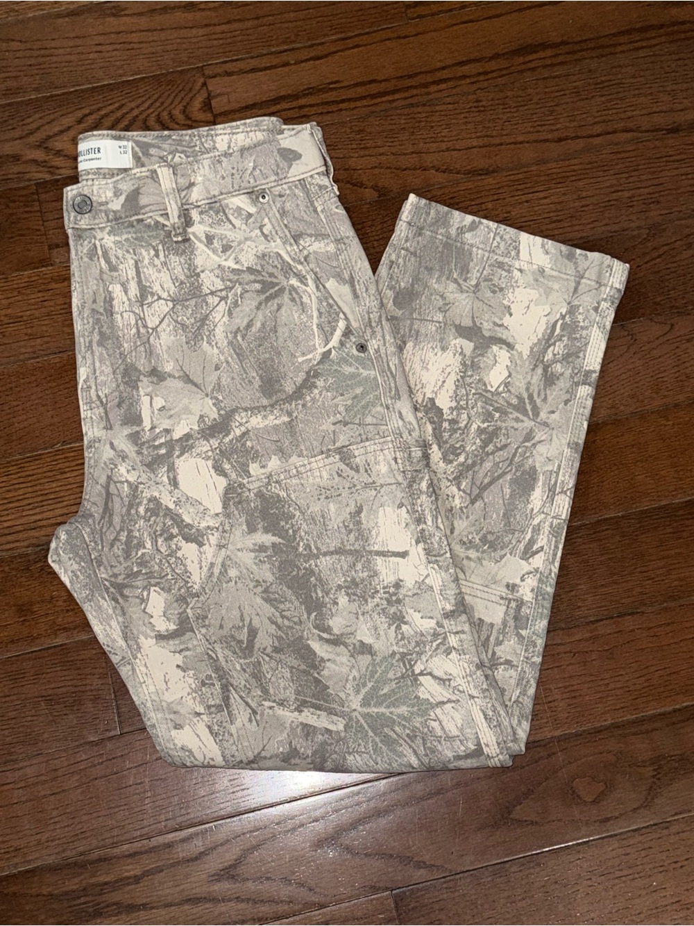 EUC Hollister Men's Camo Print Gray-Cream Casual Carpenter Jeans